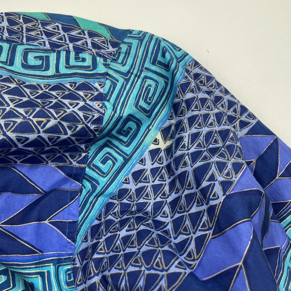 VTG Kim Rogers Colorful 100% Silk Windbreaker Jacket Size PS SP Geometric Aztec